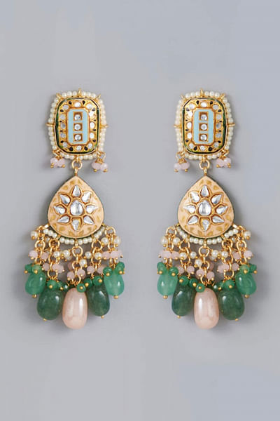 Gold finish meenakari earrings