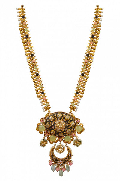Kundan and carved stone necklace