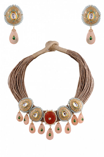 Meenakari jute necklace set