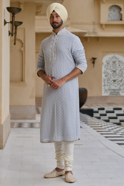 Powder blue chikankari embroidered kurta set