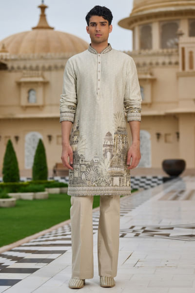 Jade green pichwai printed kurta set