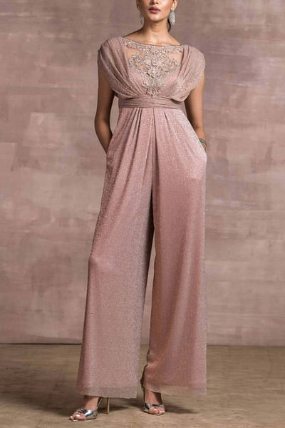 Old rose draped jumpsuit