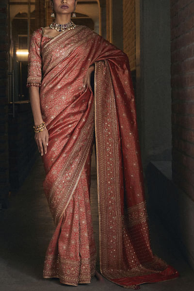 Meenakari brocade sari set