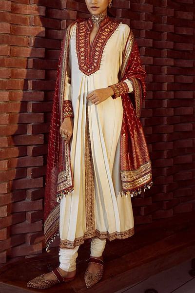 Ivory printed kurta set