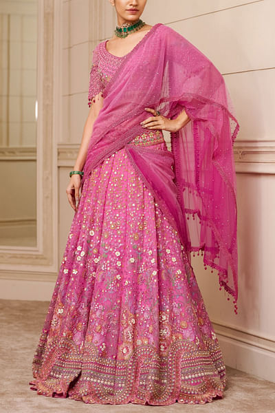 Floral embellished lehenga-sari set