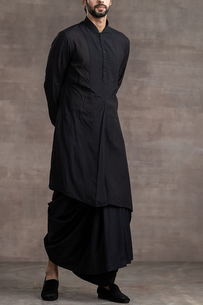 Black pleated kurta and dhoti pants