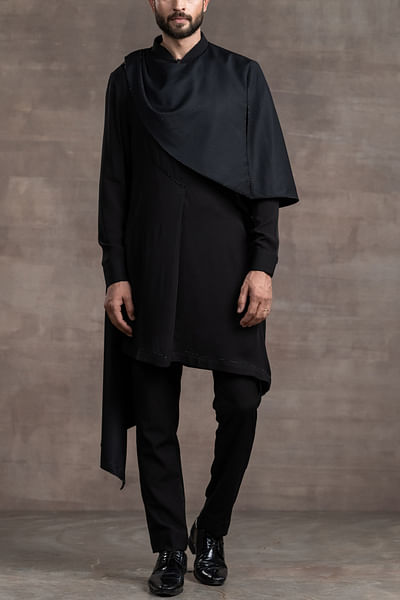 Black drape kurta set