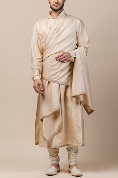 Gold draped kurta set