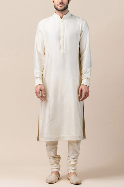 Ivory silk kurta set
