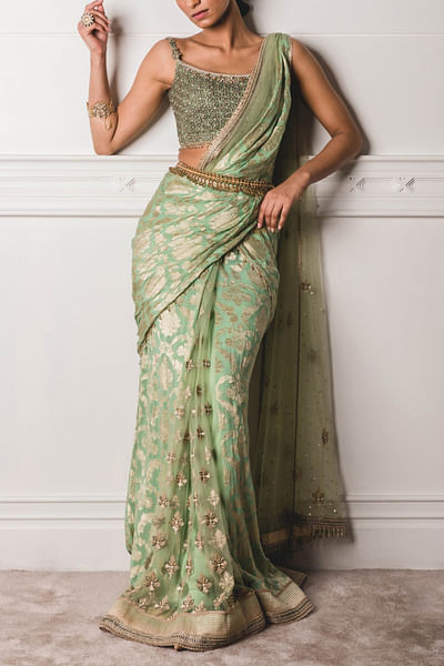 Green benarasi concept sari and blouse