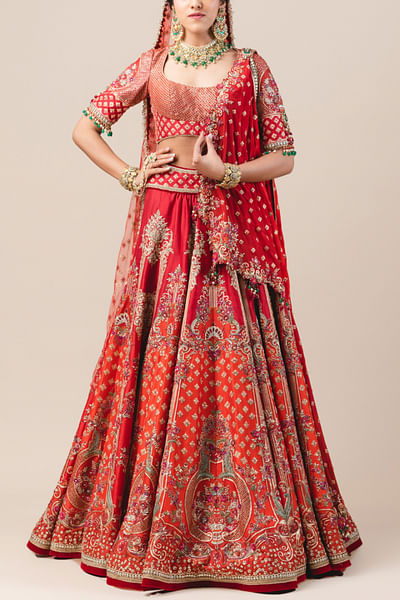 Ombre shaded embroidered lehenga set