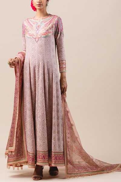 Old rose embellished kurta set