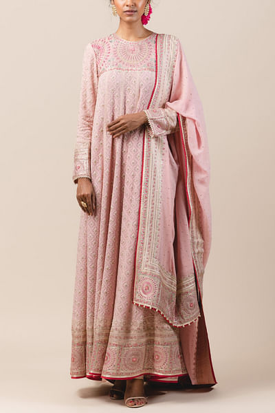 Old rose embroidered kurta set