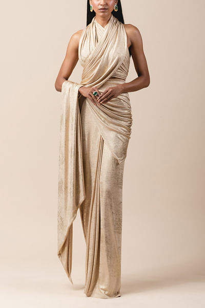 Gold embellished concept sari set