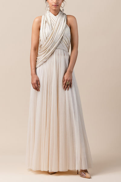 Ivory draped jumpsuit