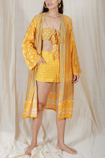 Yellow printed cover-up set