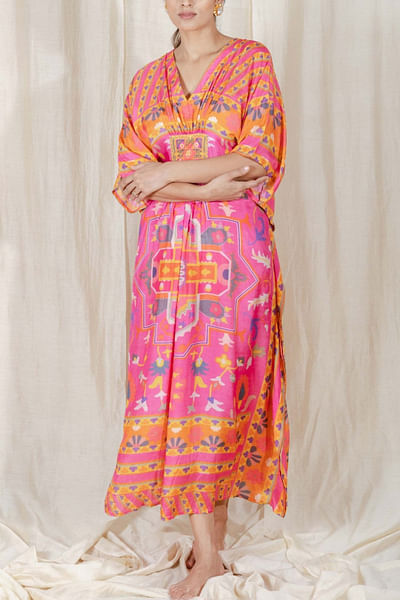 Orange printed kaftan