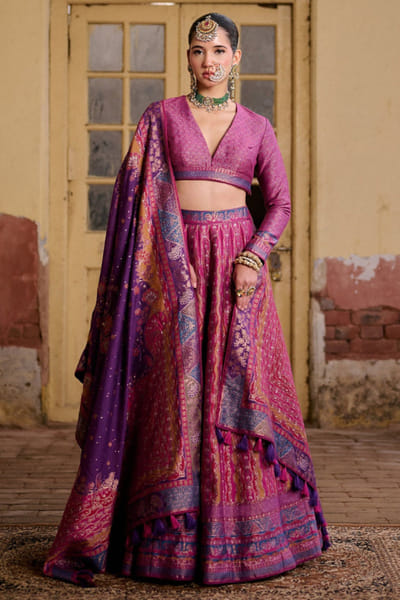 Safaa Multicoloured floral embroidered lehenga set SAFFEB26D138935