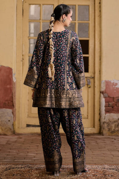 Safaa Black multicoloured woven farshi salwar set SAFFEB26D138945