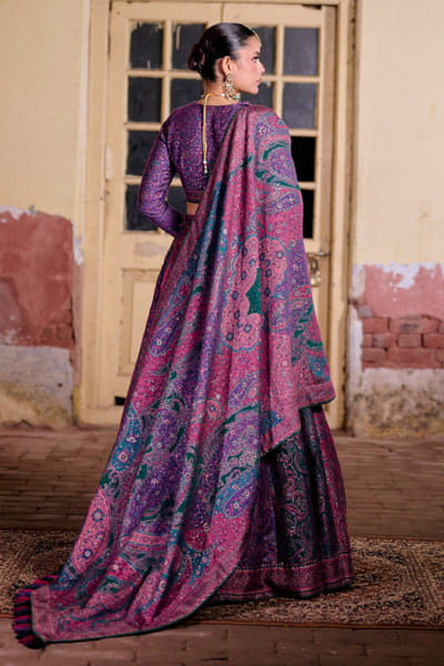 Safaa Purple multicoloured paisley motif lehenga set SAFFEB26D138931