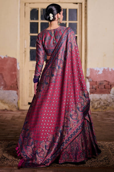 Safaa Grey and magenta woven lehenga set SAFFEB26D138928