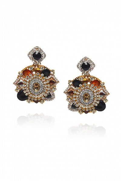 Black and golden crystal earrings