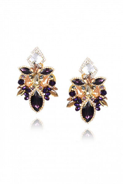 Black and purple crystal earrings