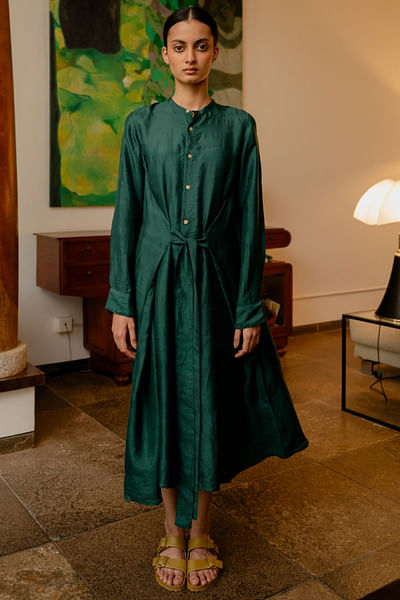 Green tie-up dress