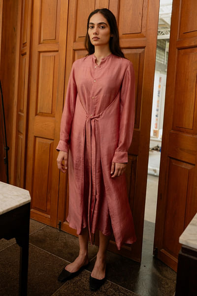 Old rose tie-up dress