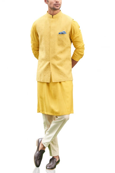 Yellow bandi and kurta set