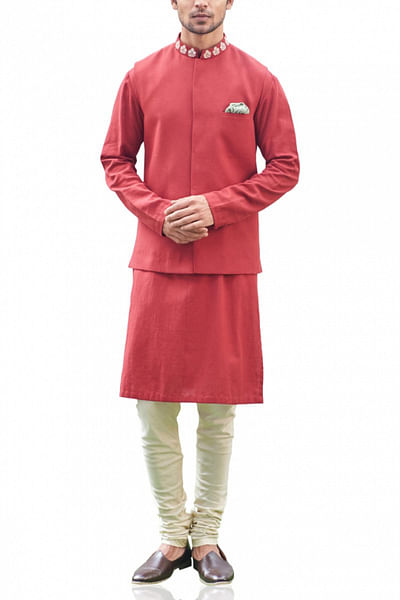 Red bandi and kurta set