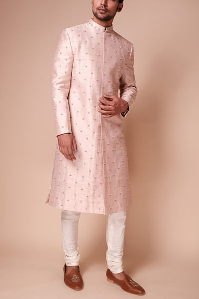 Light pink embroidered sherwani set