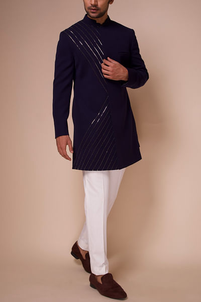 Midnight blue sherwani set