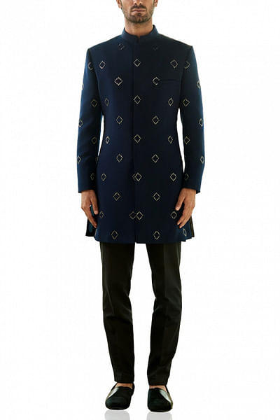 Navy blue sherwani set