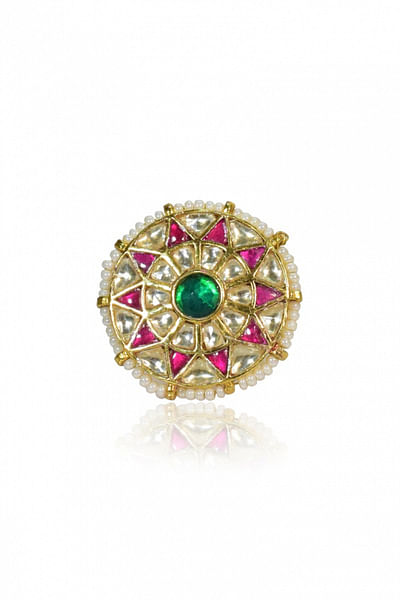Gold plated pachi kundan ring