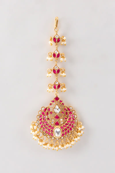 Karisa Red stone embellished maang tikka KARIMAY26D243672