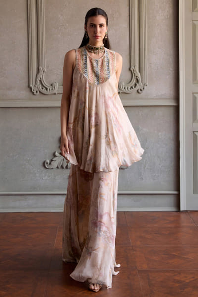 Kalista Ivory embroidered sharara set KALIJUL26D150693