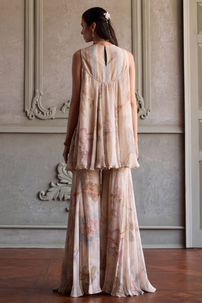 Kalista Ivory embroidered sharara set KALIJUL26D150693