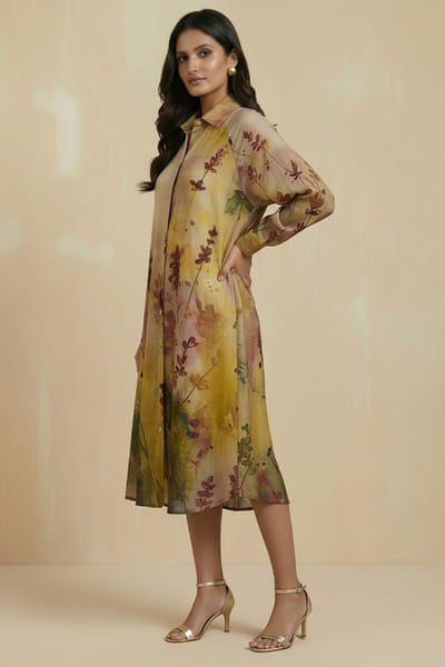 Kalista Mustard multicolour shirt dress KALIAPR26D142778