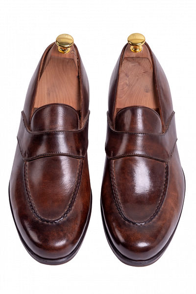 Brown metallic loafers