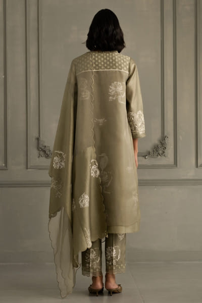 ARCVSH by Pallavi Singh Sage green printed embroidered tunic set ARCVJUL26D150482