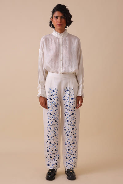 SWGT Ivory silk check shirt SWGTAPR26D143268