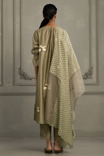 ARCVSH by Pallavi Singh Sage green embroidered tunic set ARCVJUL26D150484
