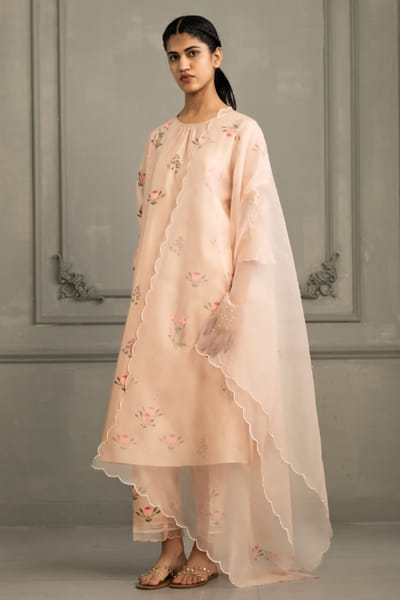 ARCVSH by Pallavi Singh Pink hand block print embroidered tunic set ARCVJUL26D150487