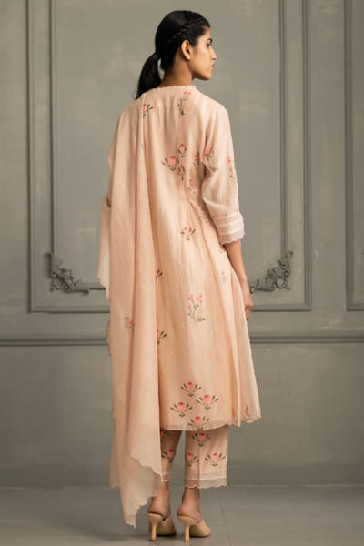 ARCVSH by Pallavi Singh Pink hand block print embroidered tunic set ARCVJUL26D150489