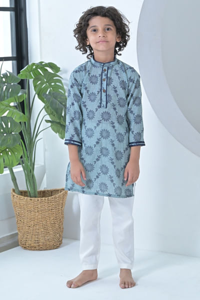 Blue threadwork kurta set