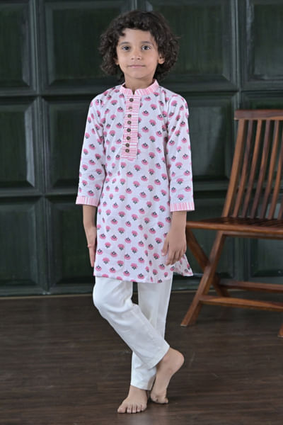 Ivory floral printed kurta set