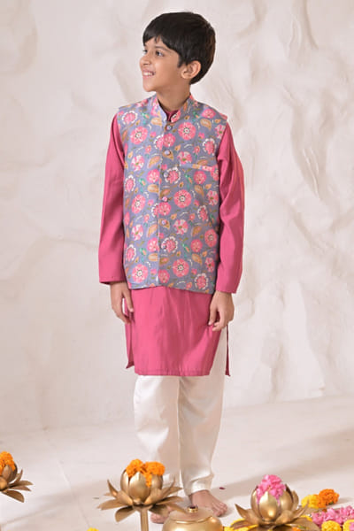 Grey floral jacket set