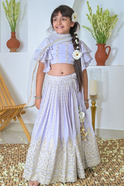 Purple embroidered lehenga set
