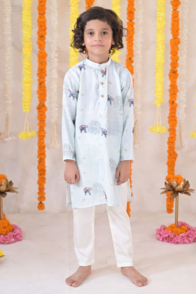 Blue printed kurta set